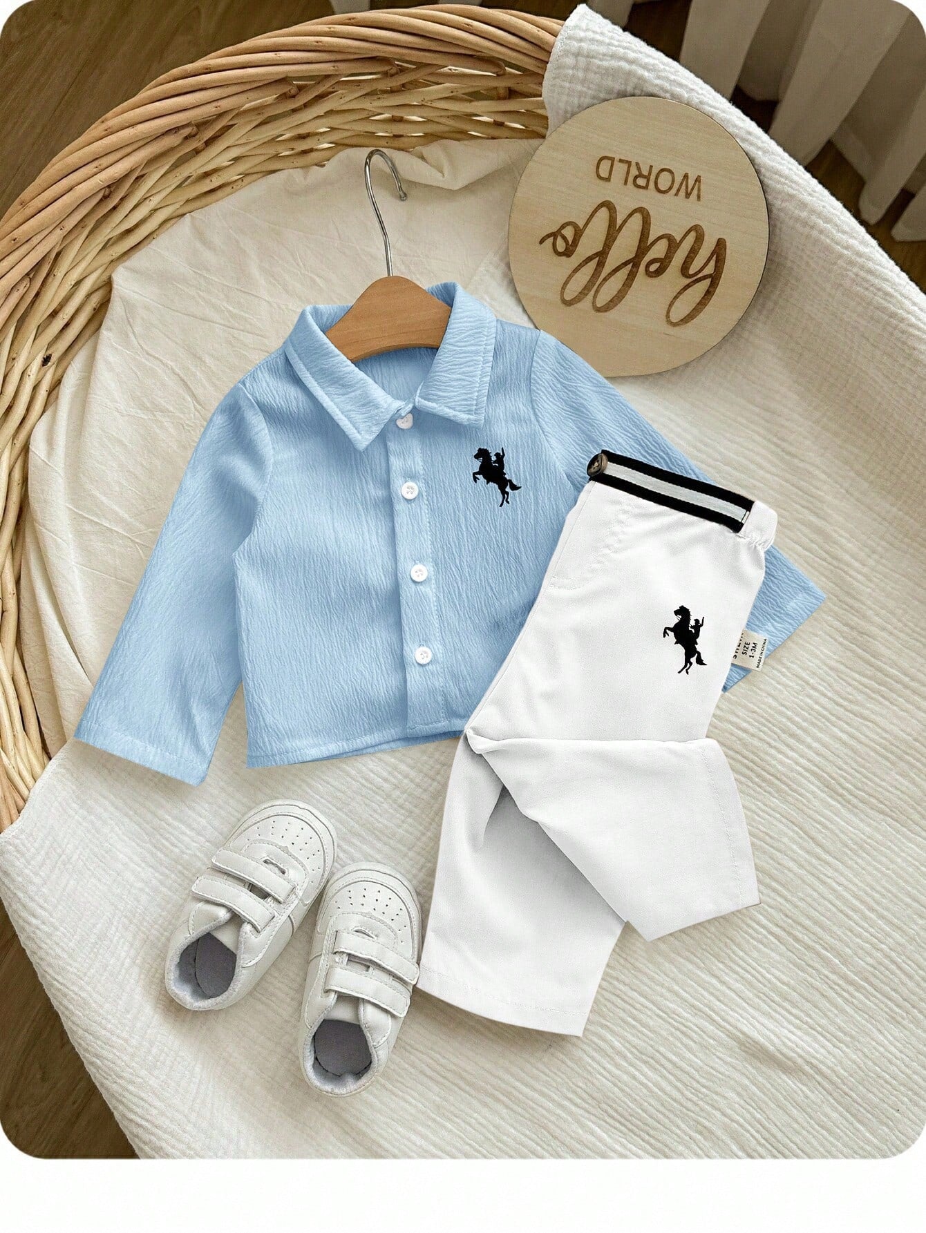 2pcs Baby Boys Polo Shirt & Trousers Set - Powder Blue | 21 Century...