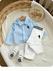 2pcs Baby Boys Polo Shirt & Trousers Set - Powder Blue | 21 Century...