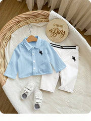 2pcs Baby Boys Polo Shirt & Trousers Set - Powder Blue | 21 Century...