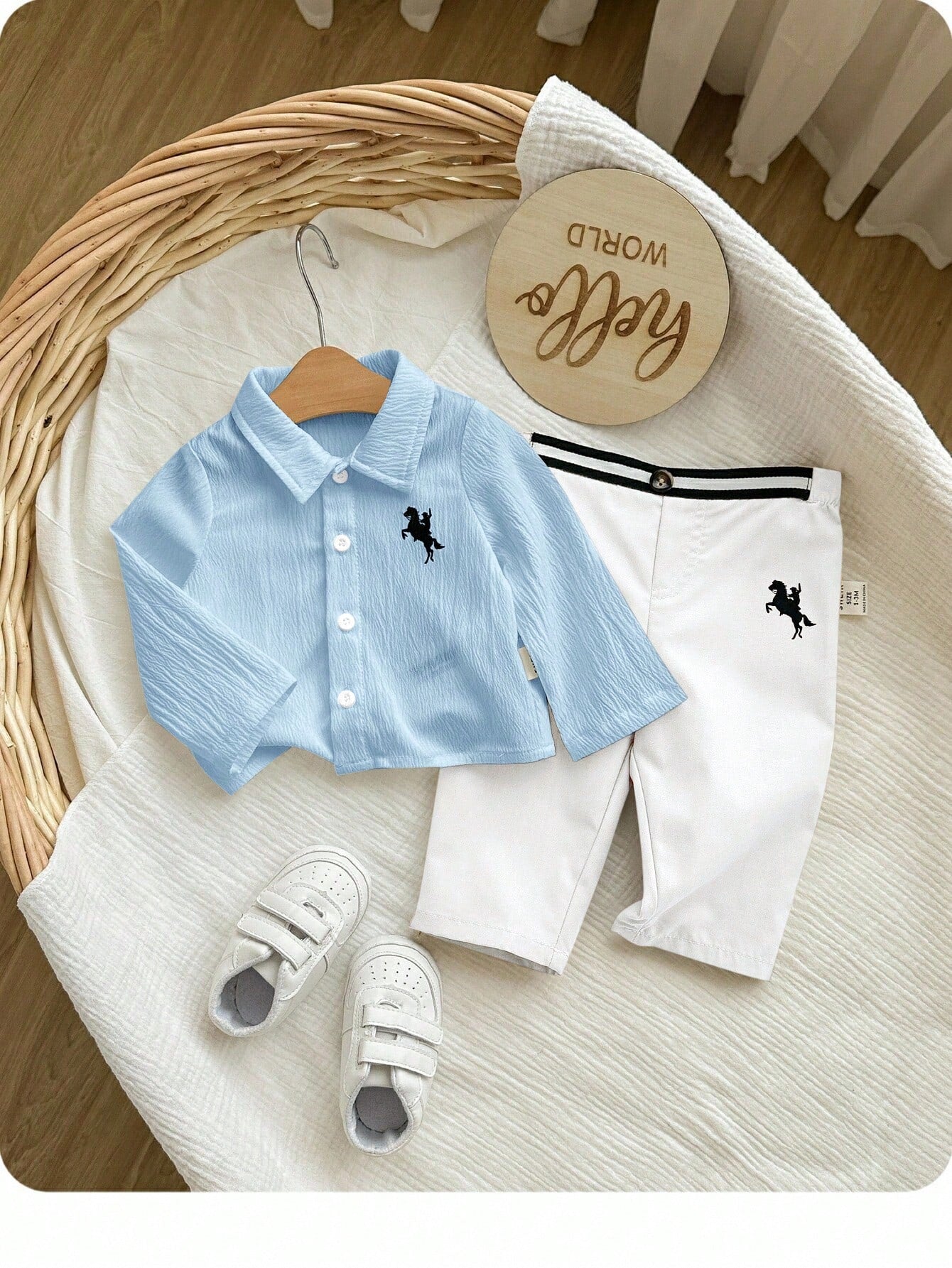 2pcs Baby Boys Polo Shirt & Trousers Set - Powder Blue | 21 Century...