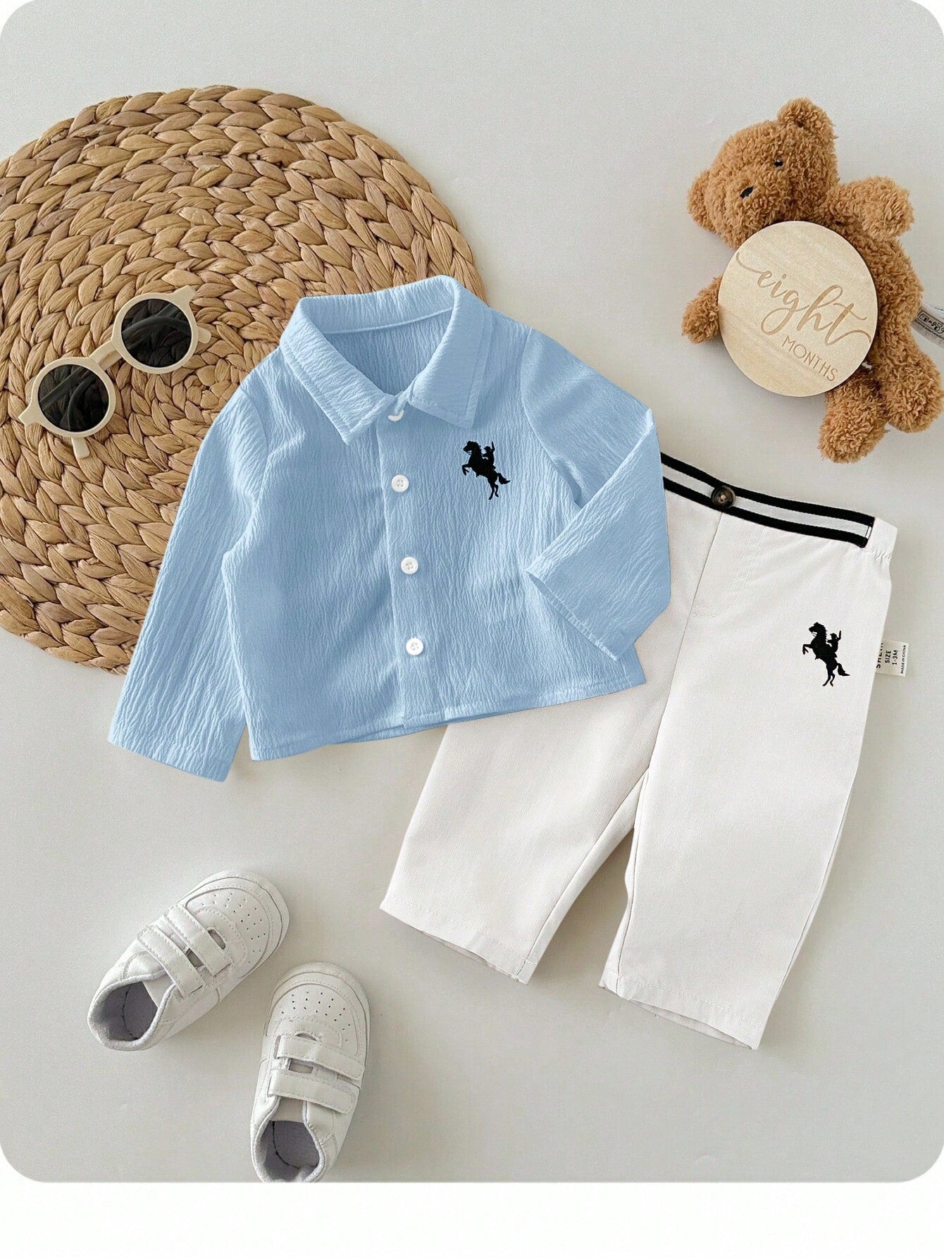 2pcs Baby Boys Polo Shirt & Trousers Set - Powder Blue | 21 Century...