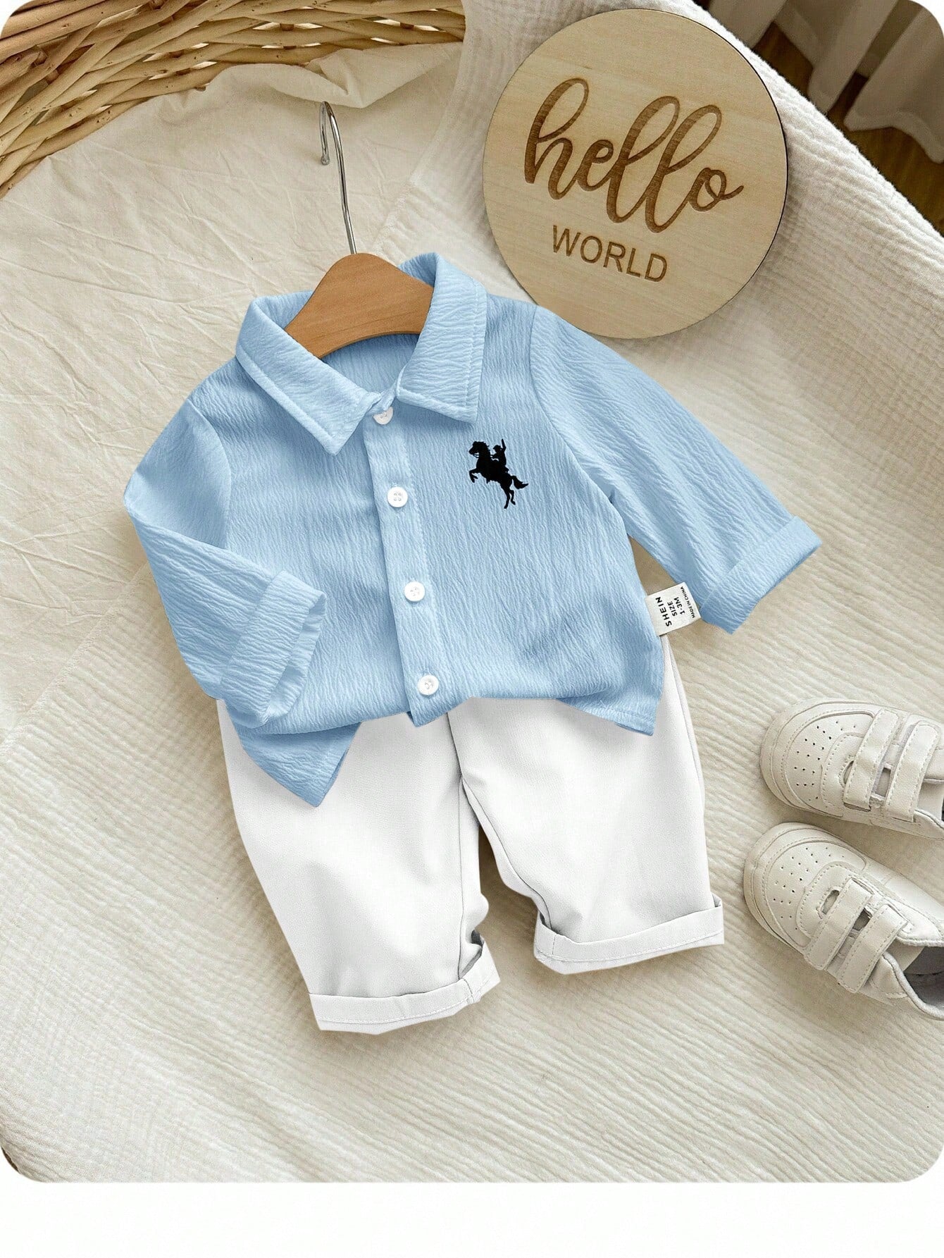2pcs Baby Boys Polo Shirt & Trousers Set - Powder Blue | 21 Century...