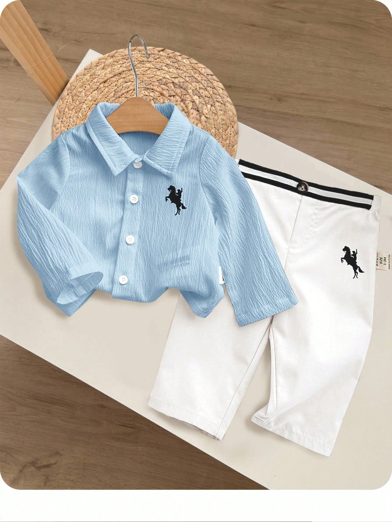 2pcs Baby Boys Polo Shirt & Trousers Set - Powder Blue | 21 Century...