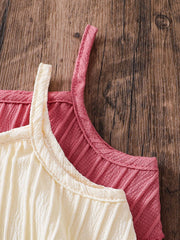 4pcs Girls Ruffle Camisole Top & Shorts Set - Dusty Rose | 21 Centu...