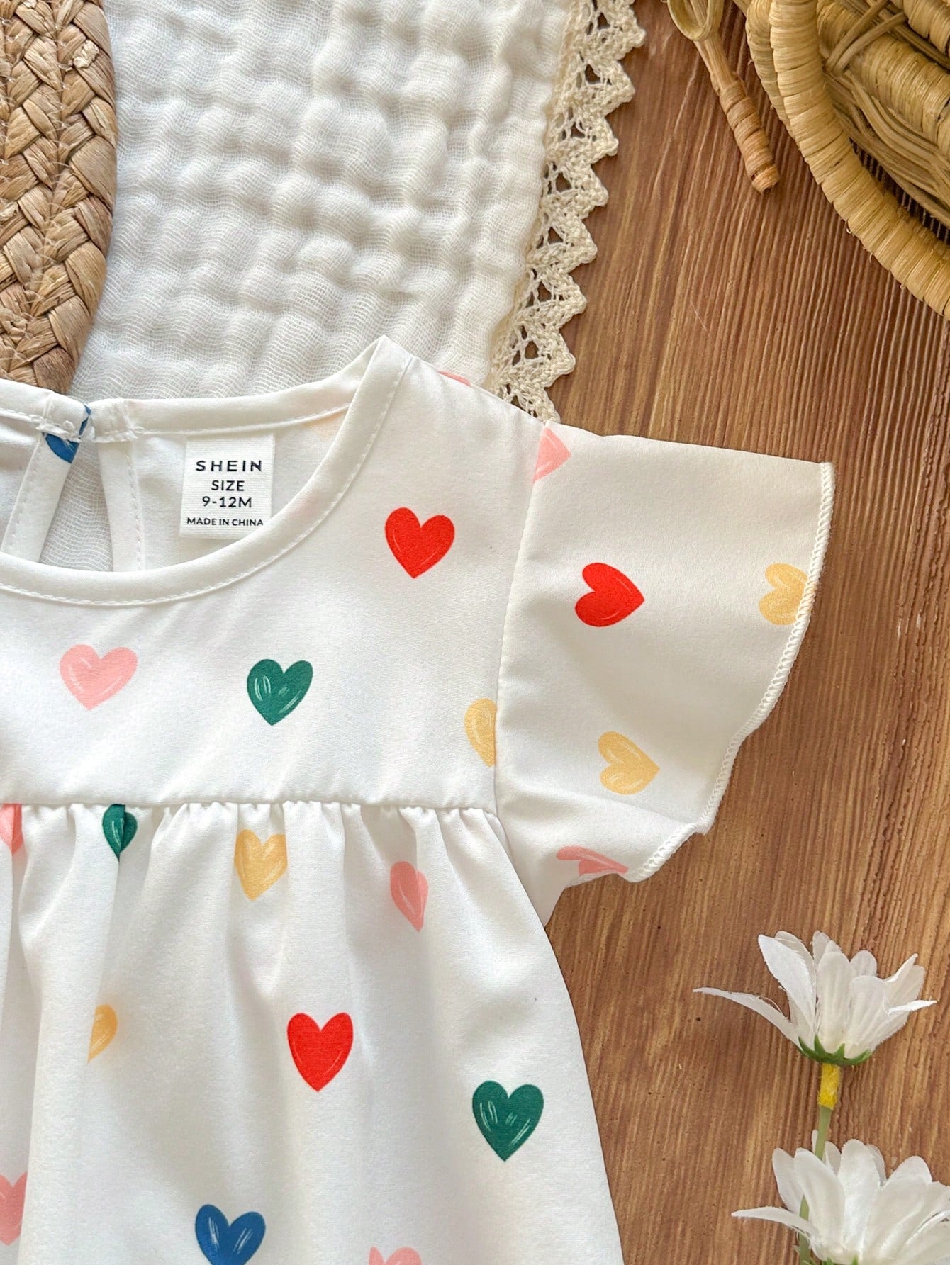 Girls Multicolour Heart Print Flutter Sleeve Dress - Ivory | 21 Cen...