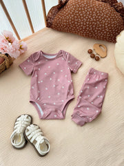 6pcs Baby Girls Floral & Bear Print Bodysuit & Pants Set - Mauve | ...