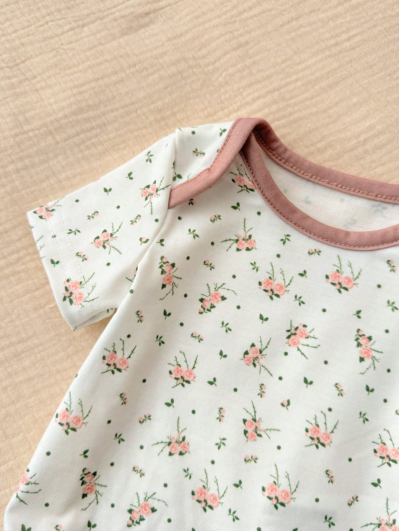 6pcs Baby Girls Floral & Bear Print Bodysuit & Pants Set - Mauve | ...