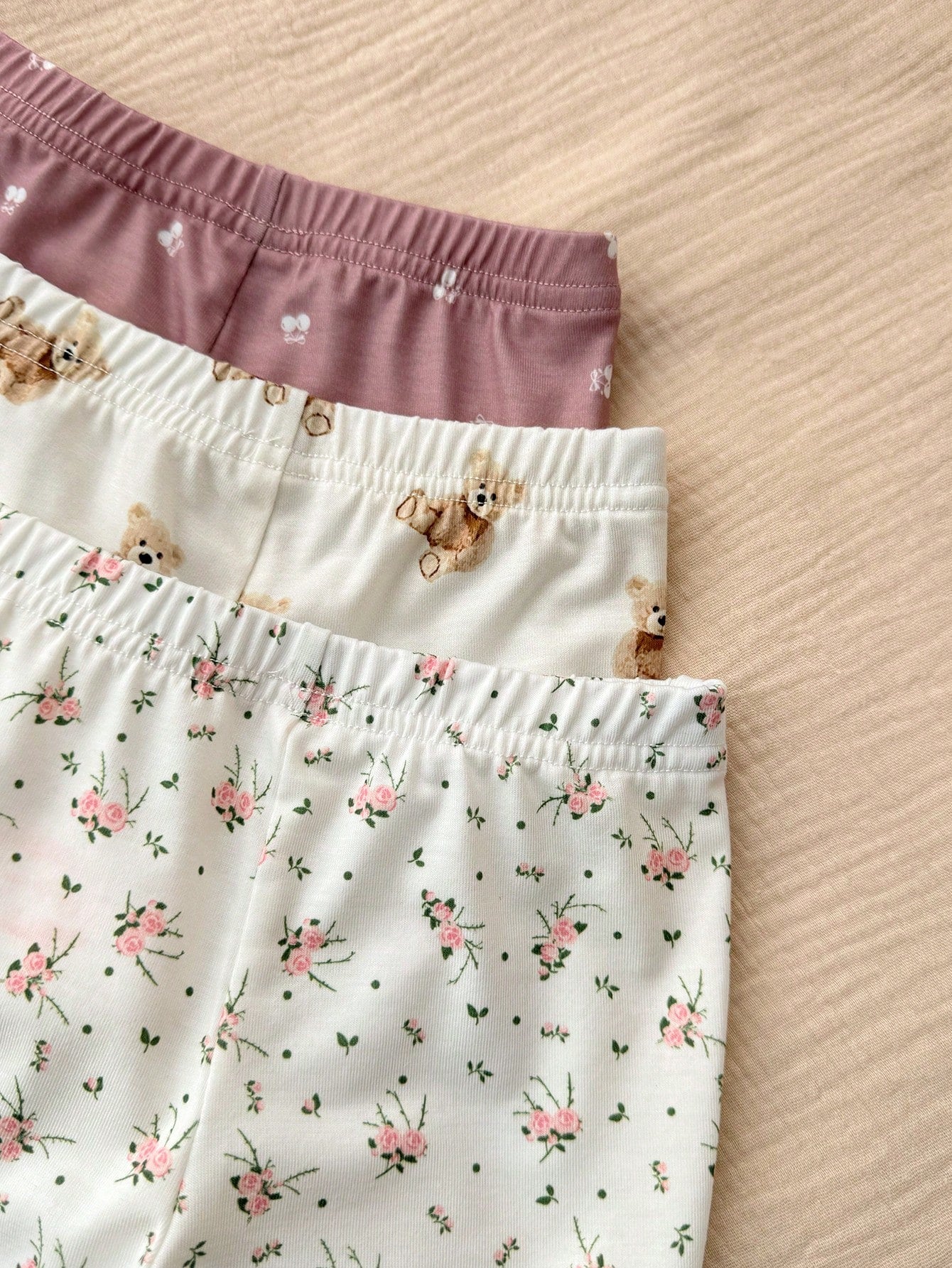 6pcs Baby Girls Floral & Bear Print Bodysuit & Pants Set - Mauve | ...