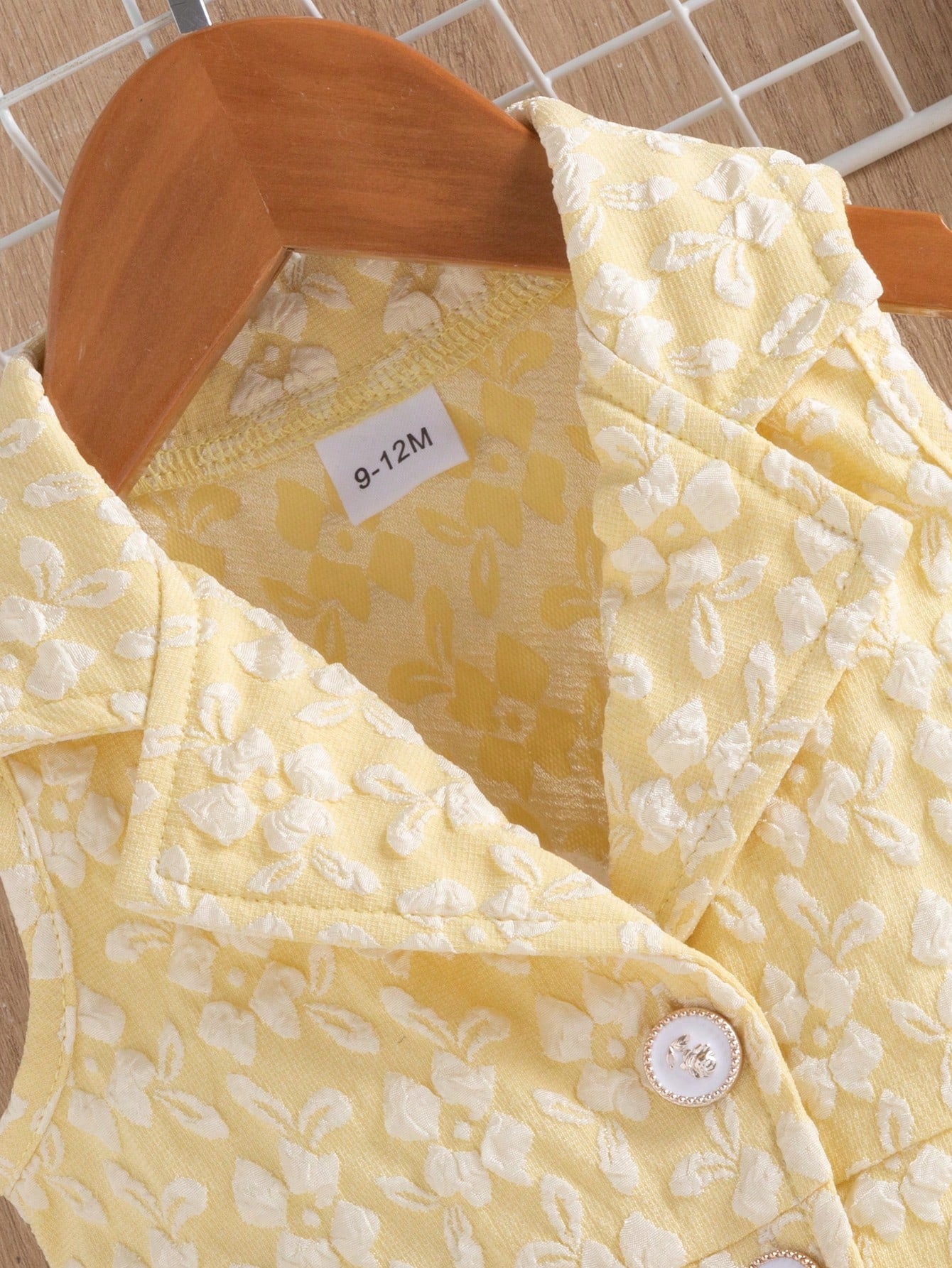 Baby Girls 3D Floral Lapel Romper & Bucket Hat - Buttercup