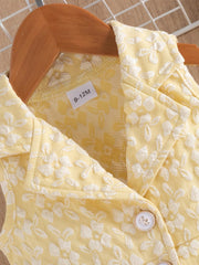 Baby Girls 3D Floral Lapel Romper & Bucket Hat - Buttercup