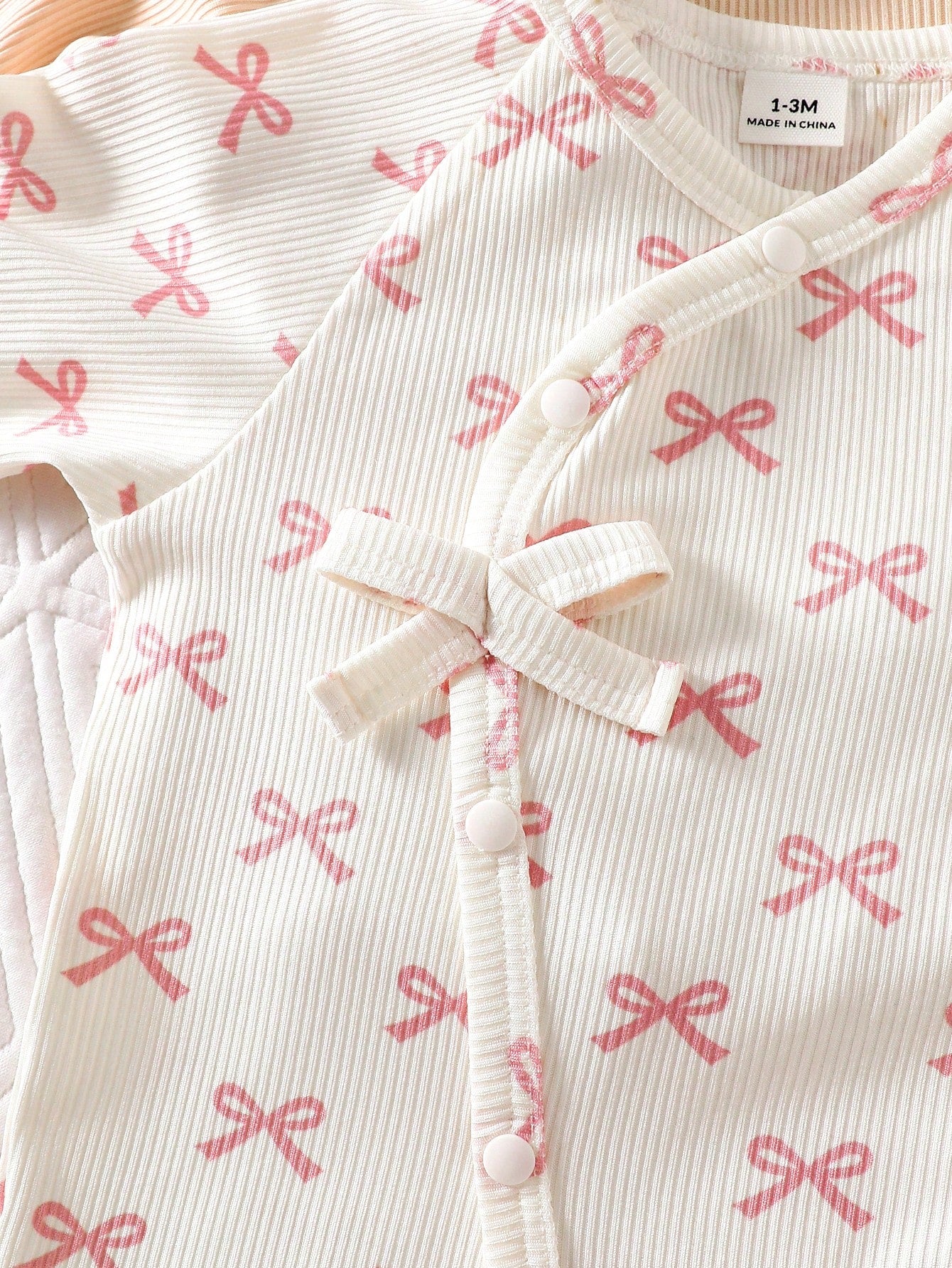 3pcs Baby Girls Bow Print Ribbed Top & Pants Set - Dusty Rose | 21 ...