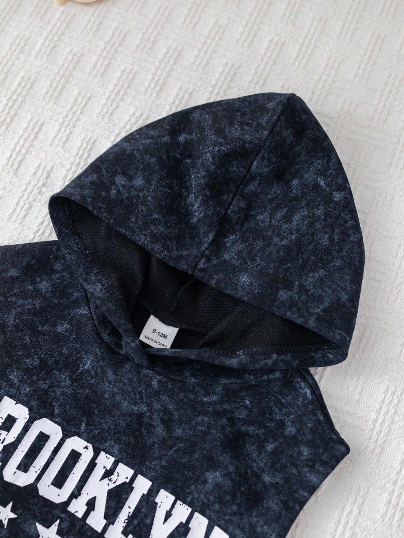 Boys Brooklyn Print Sleeveless Hooded Romper - Onyx