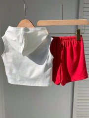 2pcs Boys Bear Graphic Hooded Tank & Cargo Shorts Set - Ivory | 21 ...