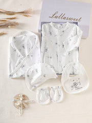 5pcs Baby Boys Dandelion Print Newborn Gift Set - Ivory | 21 Centur...