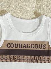 3pcs Boys Courageous Graphic Vest, Shorts & Bucket Hat Set - Latte ...