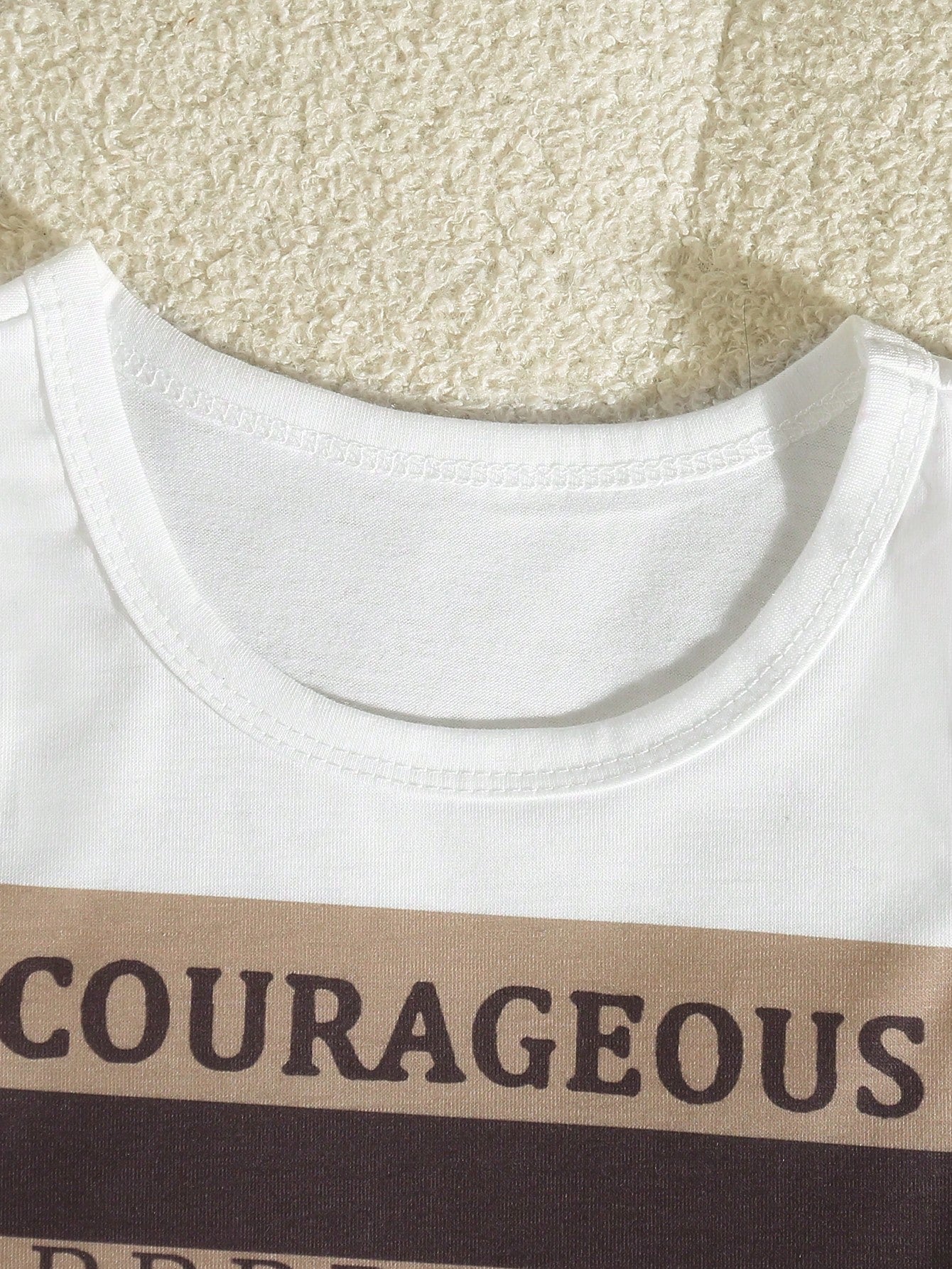 3pcs Boys Courageous Graphic Vest, Shorts & Bucket Hat Set - Latte ...