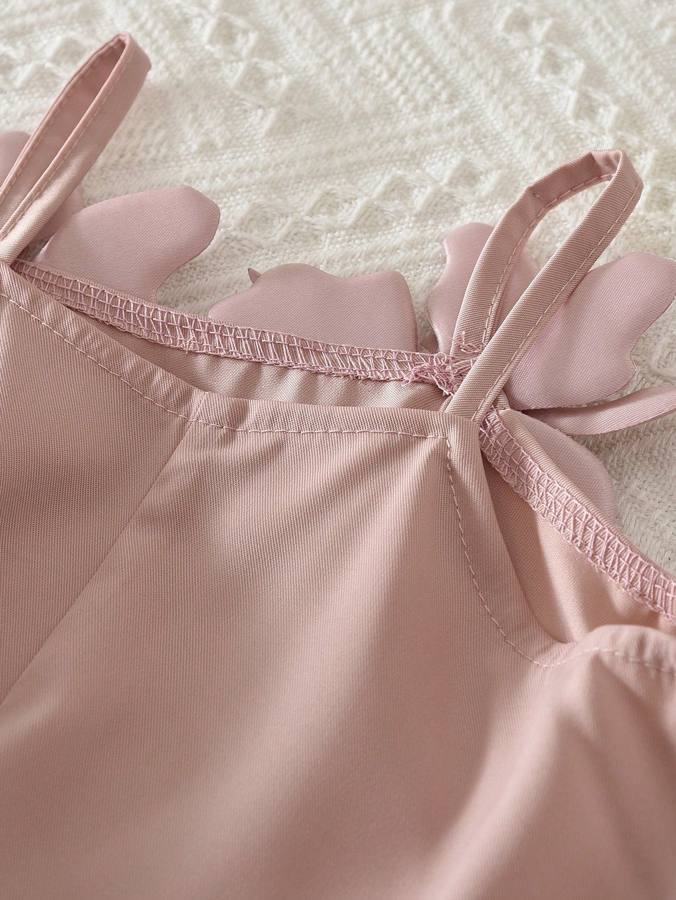 2pcs Girls 3D Floral Appliqué Camisole & Shorts Set - Blush