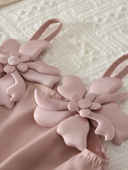2pcs Girls 3D Floral Appliqué Camisole & Shorts Set - Blush