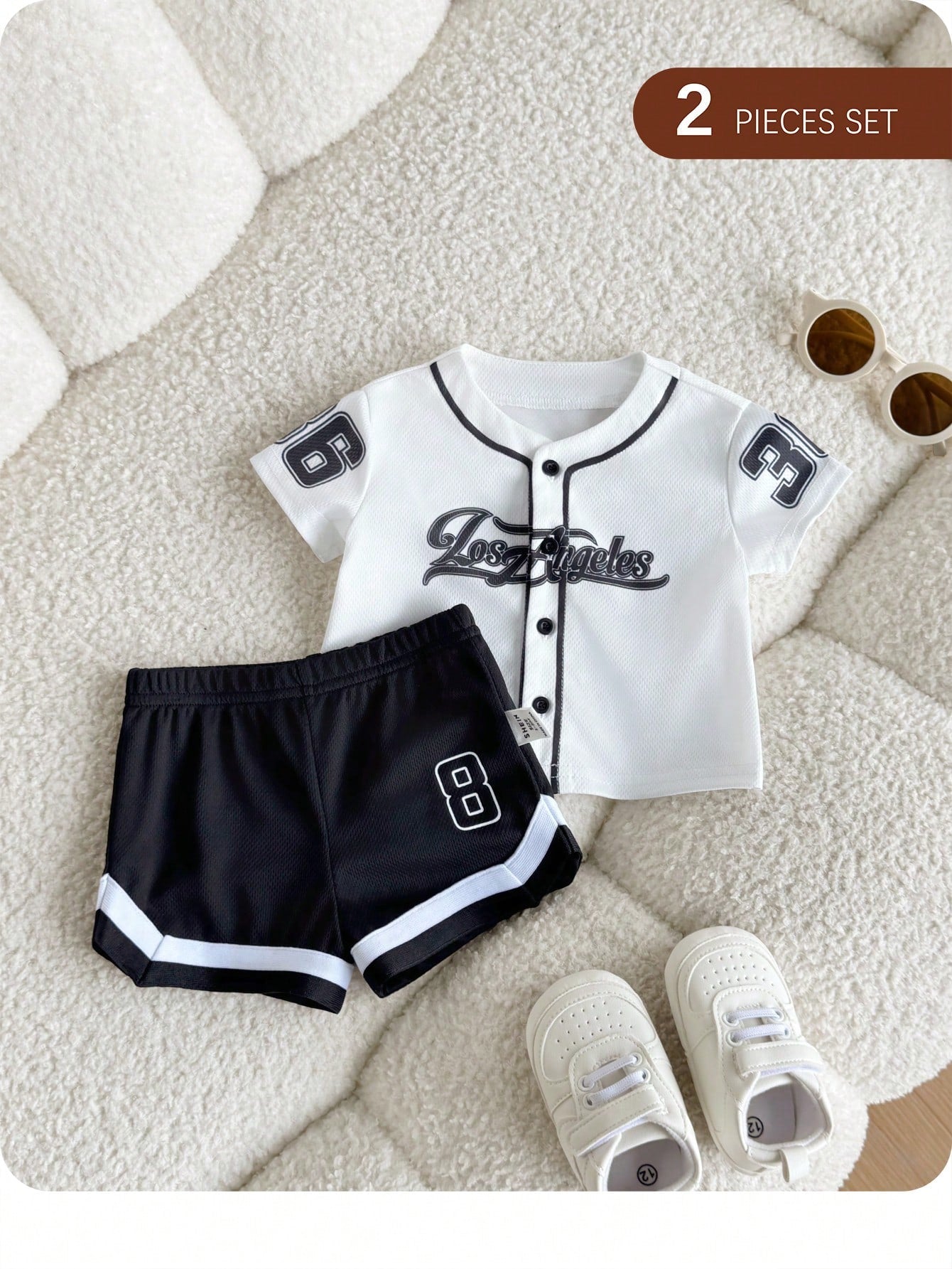 2pcs Baby Boys Los Angeles Baseball Jersey & Shorts Set - Ivory | 2...