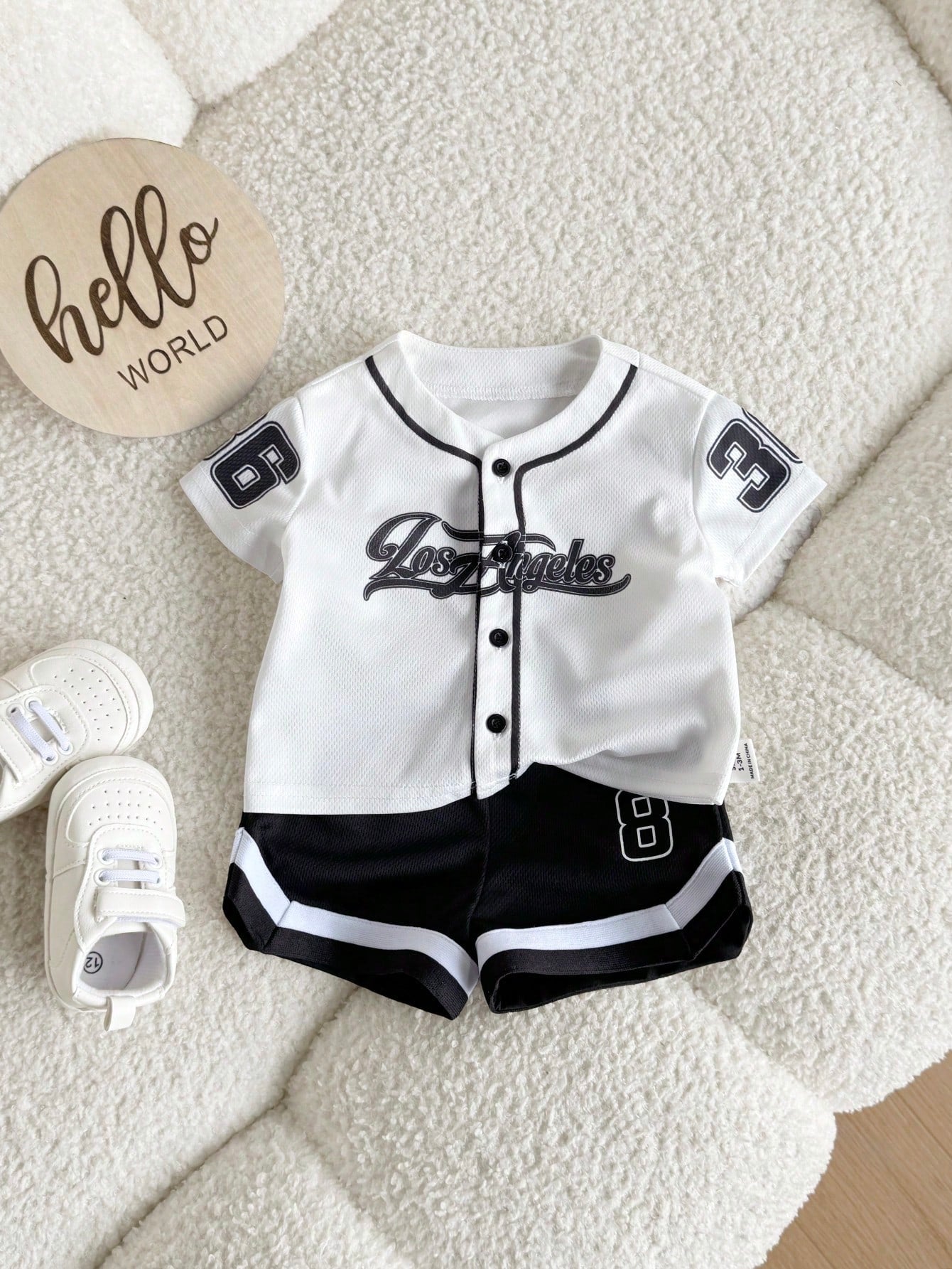 2pcs Baby Boys Los Angeles Baseball Jersey & Shorts Set - Ivory | 2...