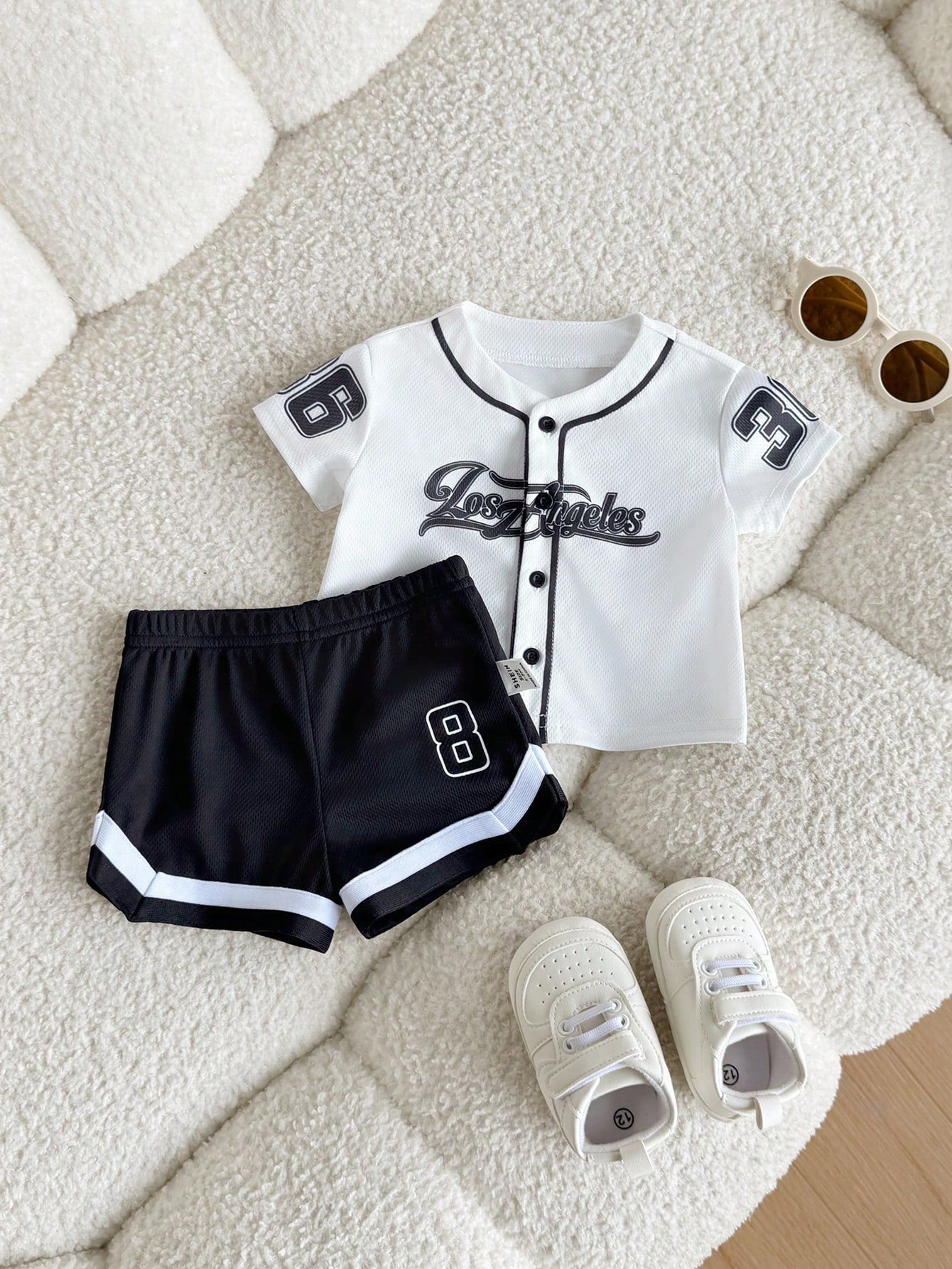 2pcs Baby Boys Los Angeles Baseball Jersey & Shorts Set - Ivory | 2...