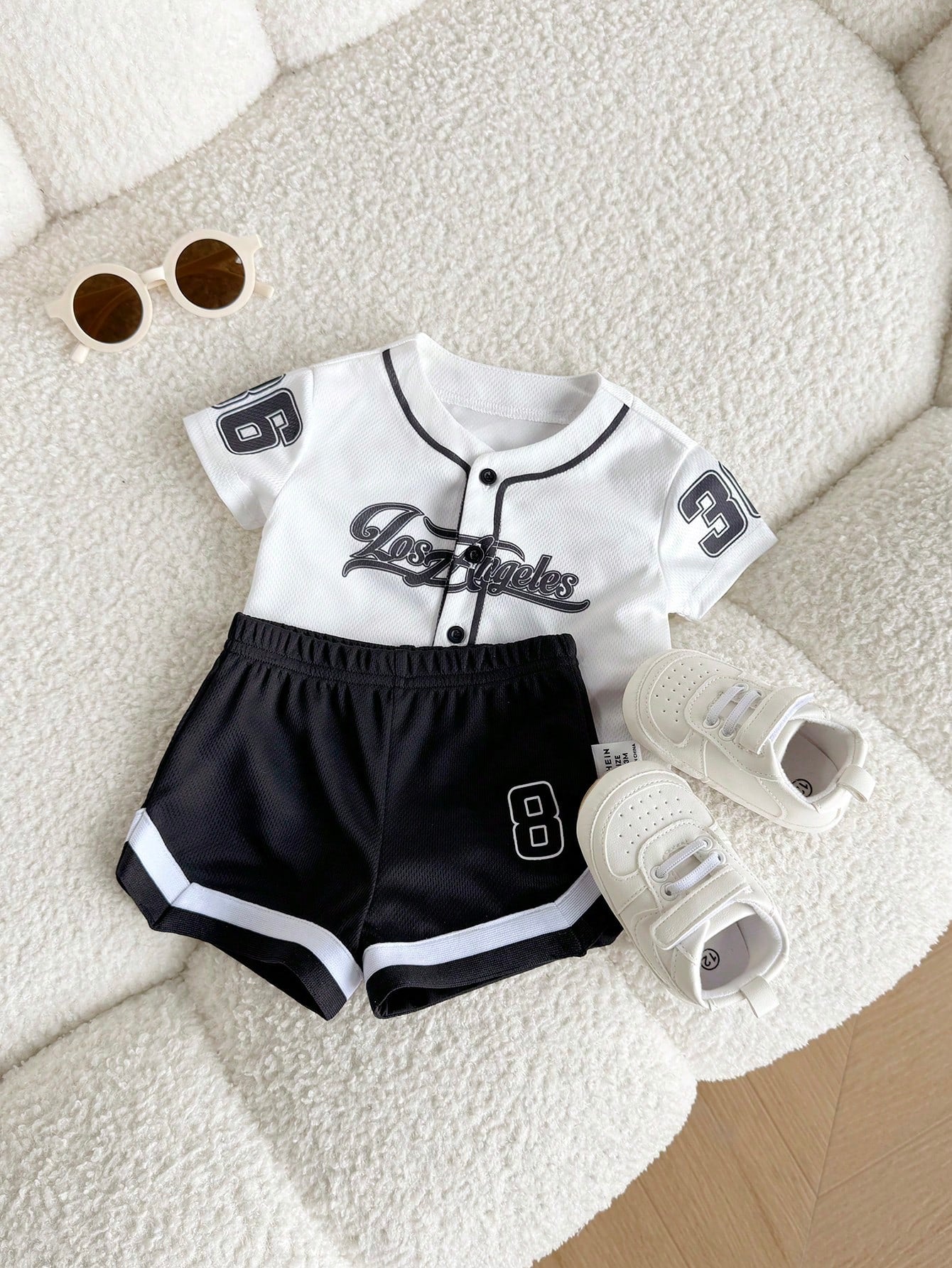 2pcs Baby Boys Los Angeles Baseball Jersey & Shorts Set - Ivory | 2...