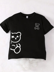 Boys Double Bear Graphic Oversized Drop Shoulder Tee - Onyx | 21 Ce...