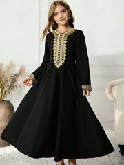 Big Girls Gold Coin Embroidered Abaya Maxi Dress - Onyx | 21 Centur...