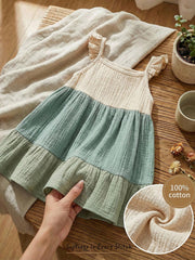 Baby Girls Colorblock Tiered Ruffle Smock Dress - Sage