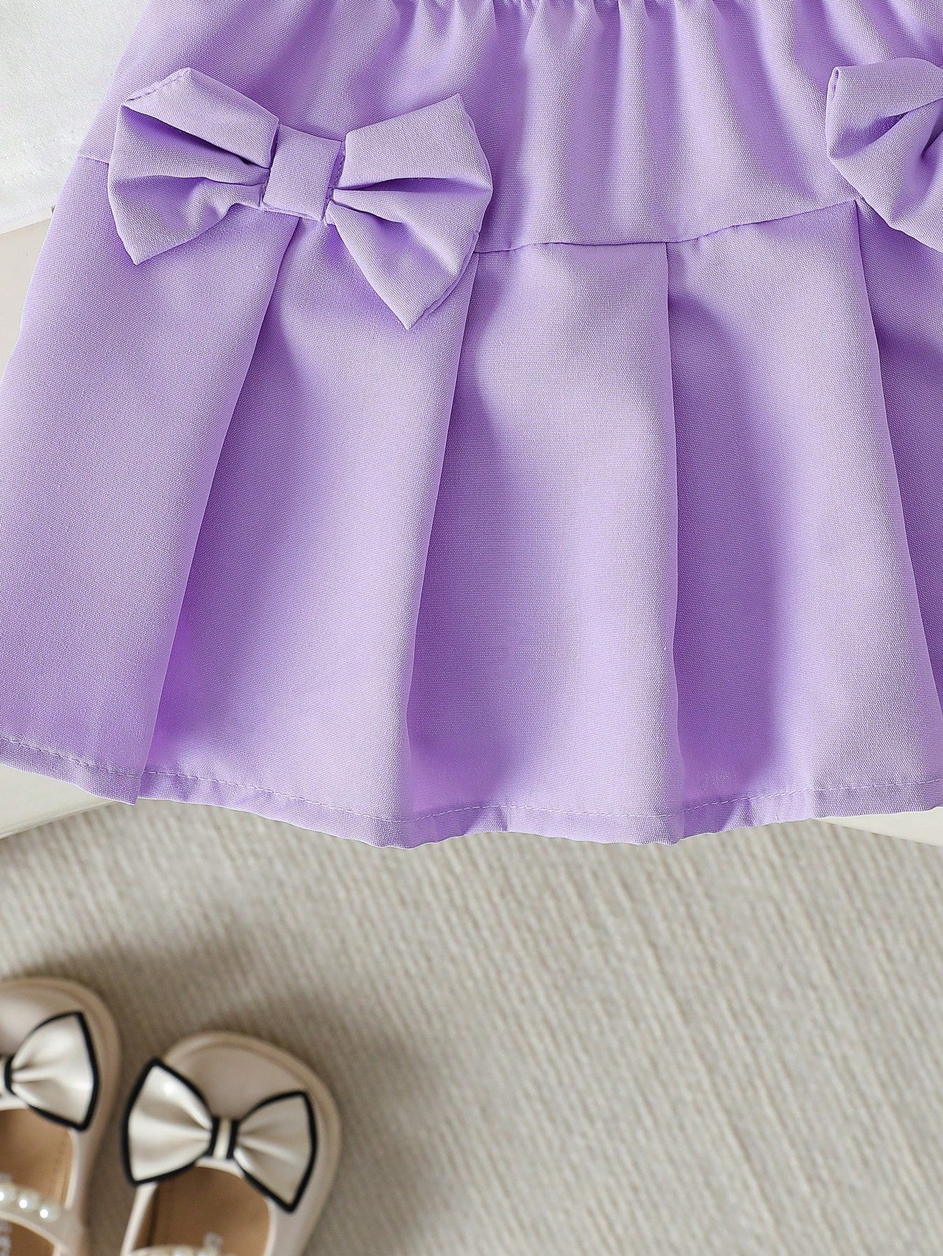 3pcs Girls Mesh Cover-Up, Camisole & Bow Pleated Skirt Set - Wister...