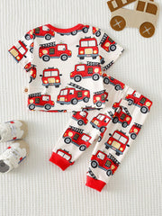 Boys Fire Truck Print Knit Top & Pants Set - Isabelline