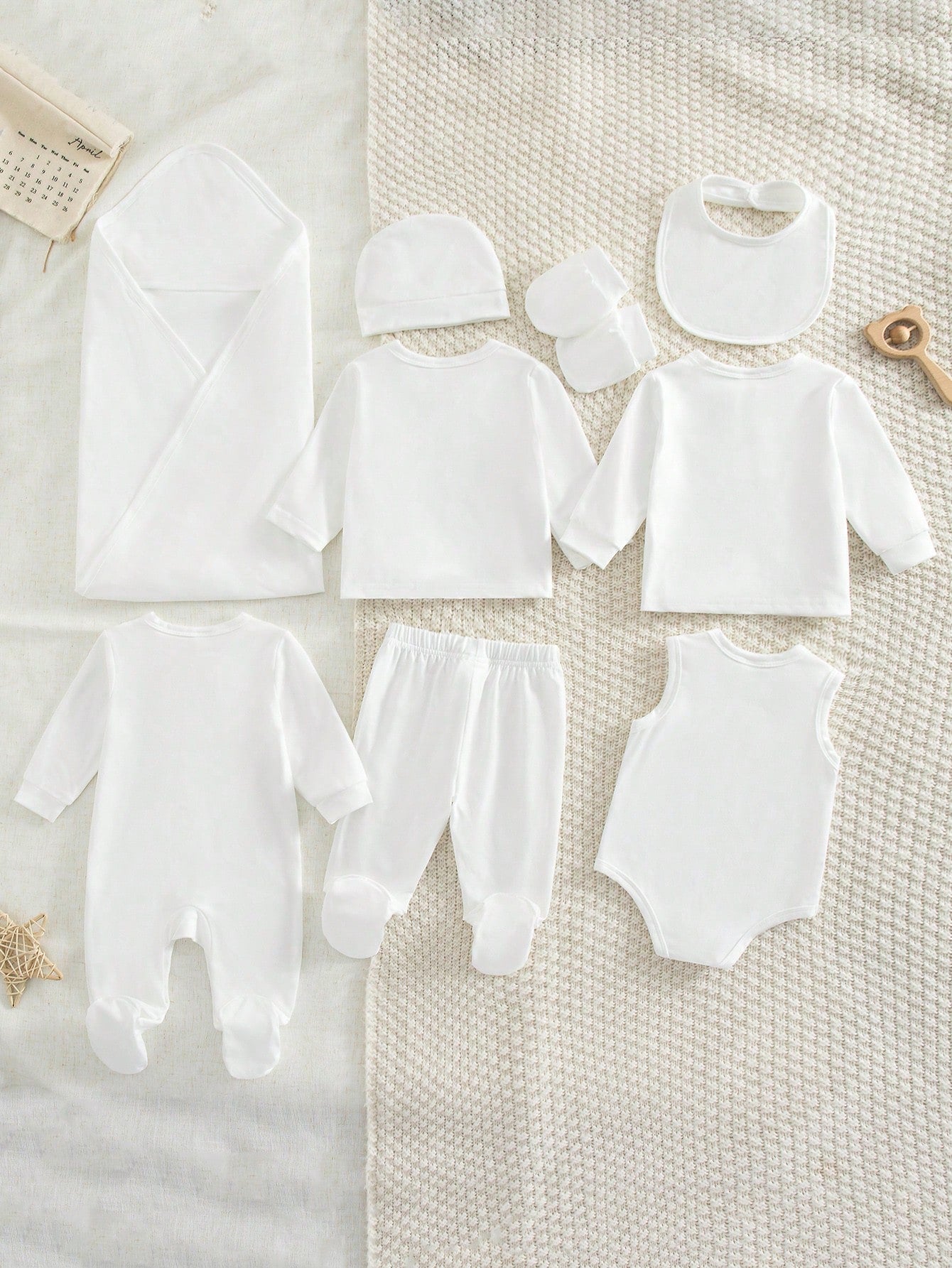 9pcs Baby Boys Bow-Detail Layette & Accessories Gift Set - Ivory | ...
