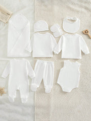 9pcs Baby Boys Bow-Detail Layette & Accessories Gift Set - Ivory | ...