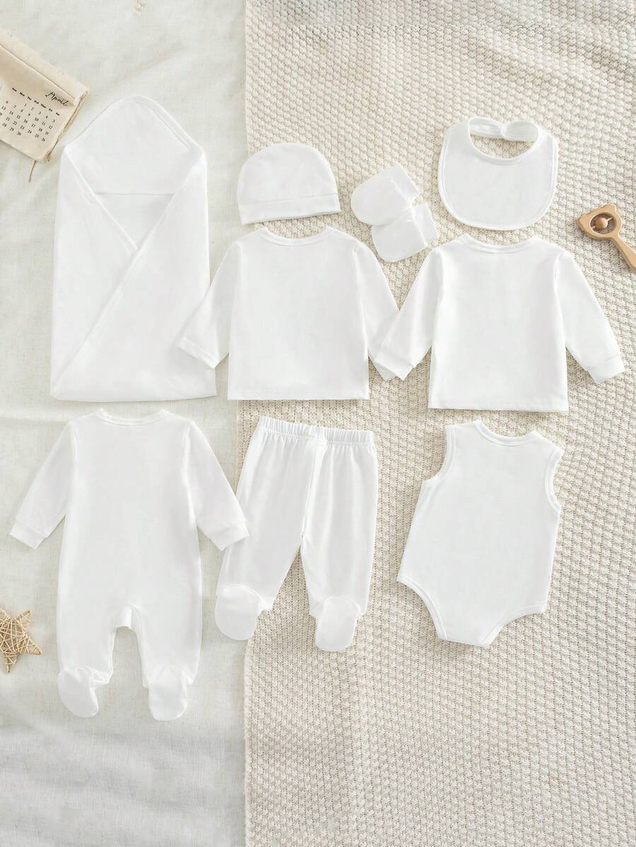 9pcs Baby Boys Bow-Detail Layette & Accessories Gift Set - Ivory | ...