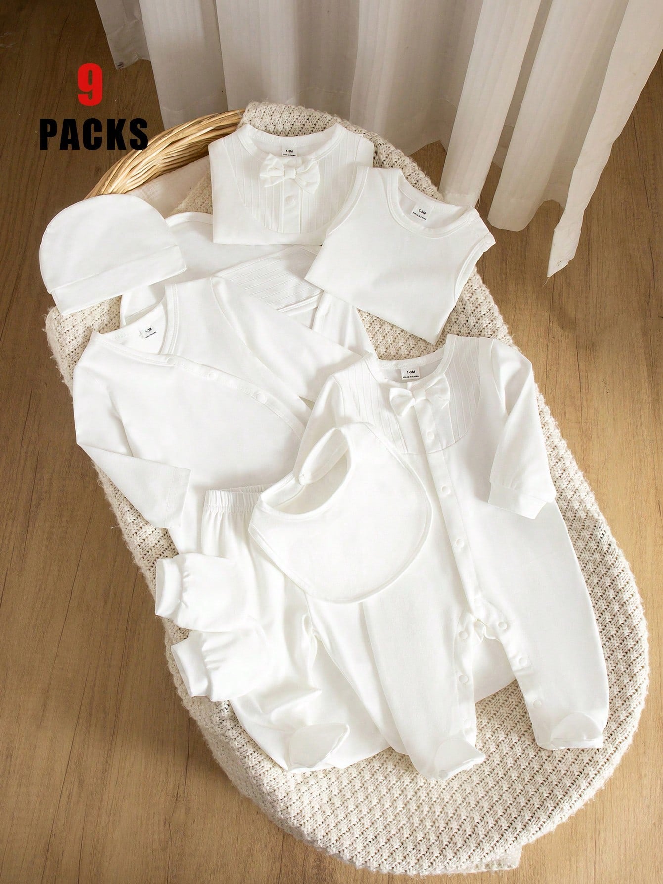 9pcs Baby Boys Bow-Detail Layette & Accessories Gift Set - Ivory | ...