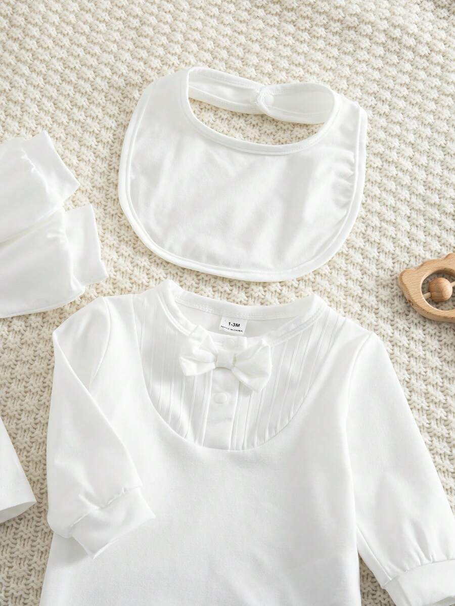 9pcs Baby Boys Bow-Detail Layette & Accessories Gift Set - Ivory | ...