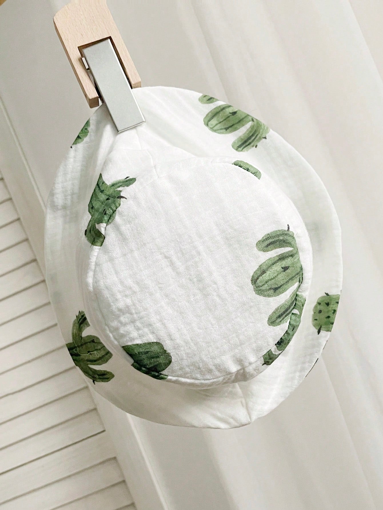 2pcs Boys Cactus Print Muslin Dungaree & Bucket Hat Set - Ivory | 2...
