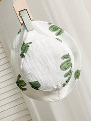 2pcs Boys Cactus Print Muslin Dungaree & Bucket Hat Set - Ivory | 2...