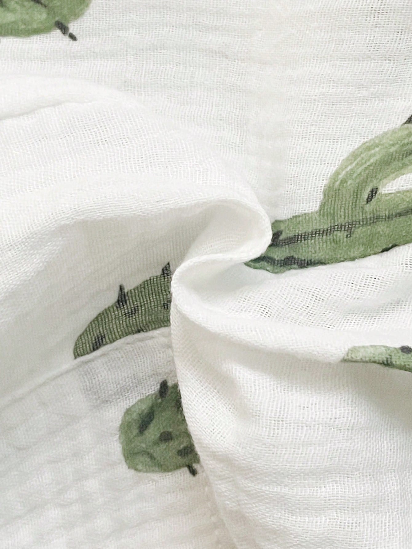 2pcs Boys Cactus Print Muslin Dungaree & Bucket Hat Set - Ivory | 2...