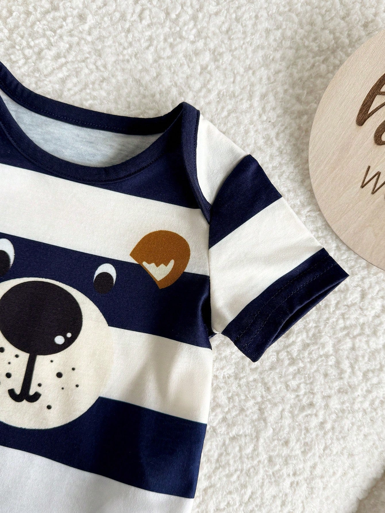 6pcs Baby Boys Bear Stripe & Star Print Bodysuit & Pants Set - Midn...
