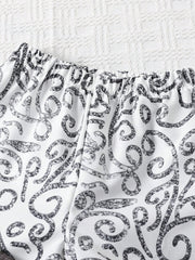 3pcs Boys Scrollwork Print Cardigan, Shirt & Shorts Set - Slate | 2...