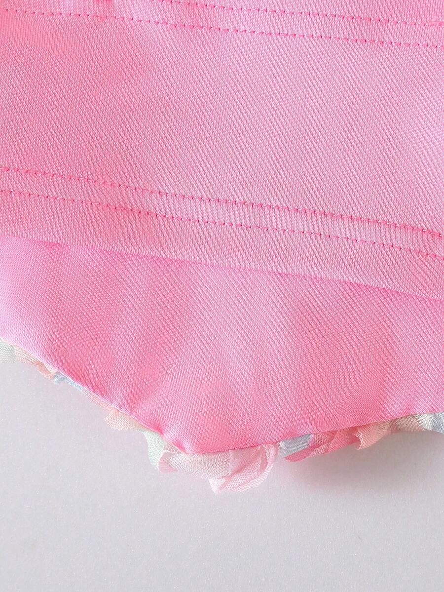 Baby Girls 3D Rose Appliqué Spaghetti Strap Romper - Blush