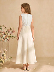 Big Girls Lace Bodice Satin Hi-Low Formal Dress - Champagne | 21 Ce...