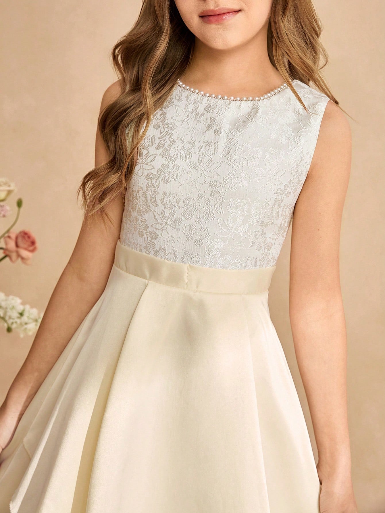 Big Girls Lace Bodice Satin Hi-Low Formal Dress - Champagne | 21 Ce...
