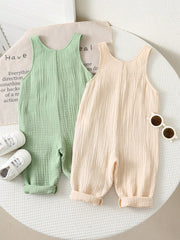 Baby Boys Cotton Muslin Overalls & Shirt Set - Sage