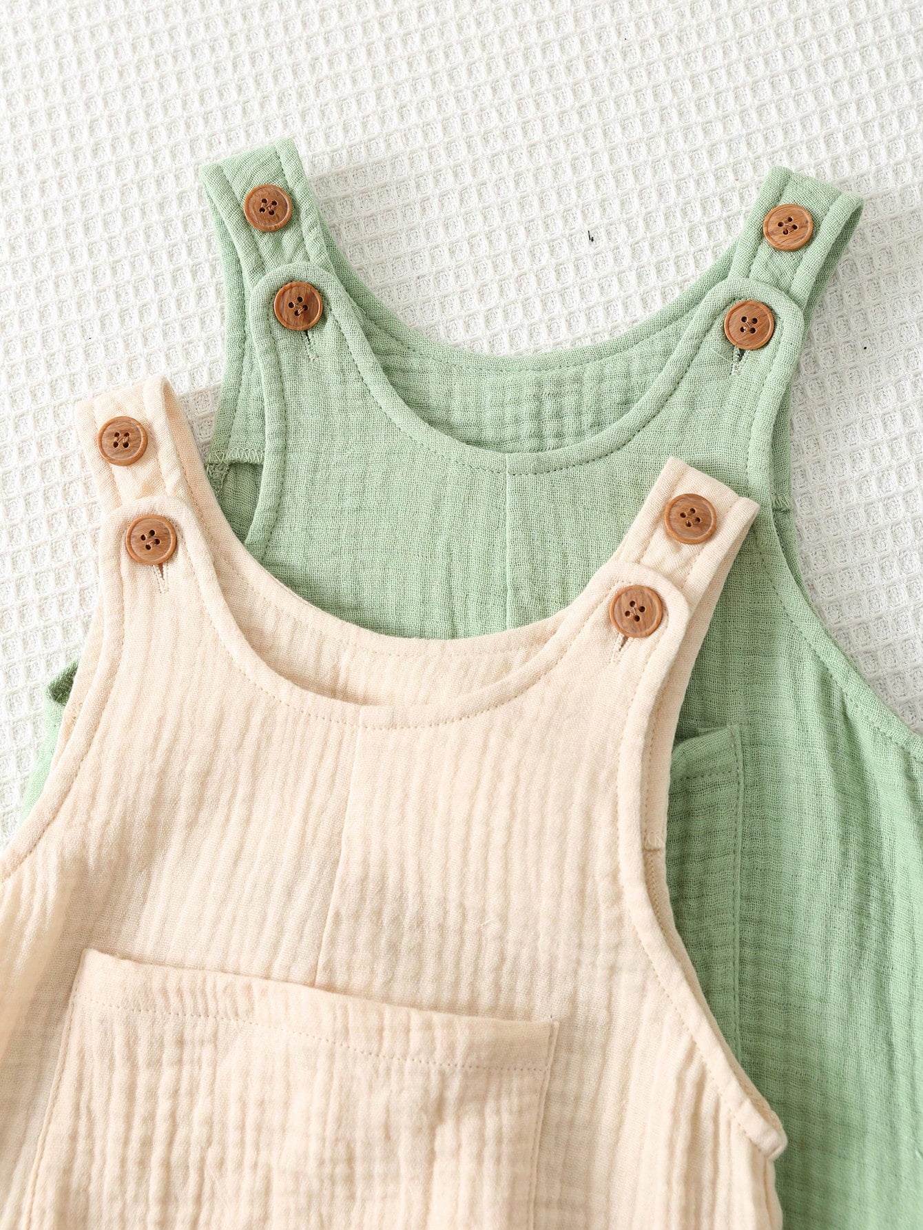 Baby Boys Cotton Muslin Overalls & Shirt Set - Sage