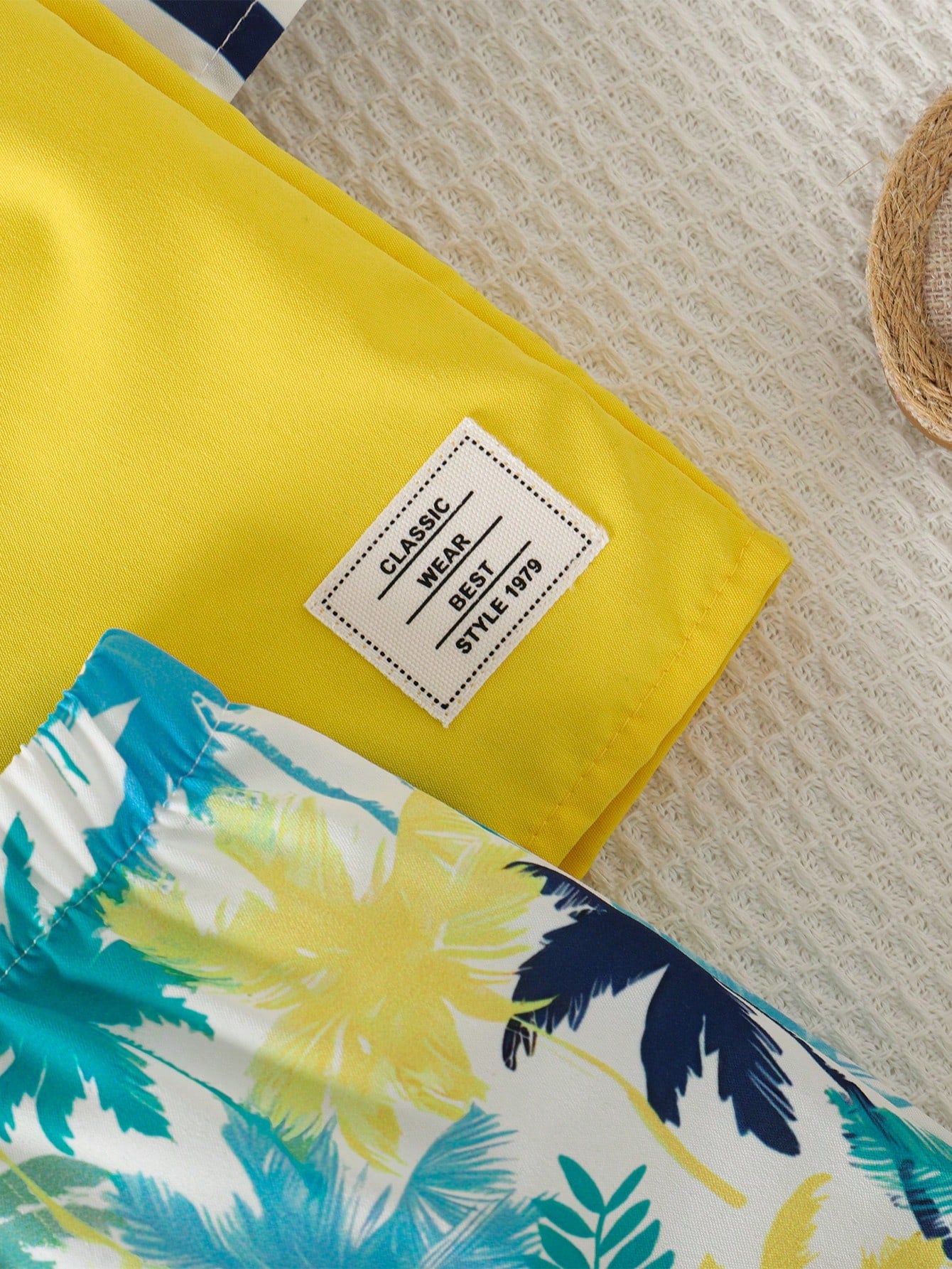 3pcs Boys Tropical Palm Print Resort Shorts Set - Indigo | 21 Centu...