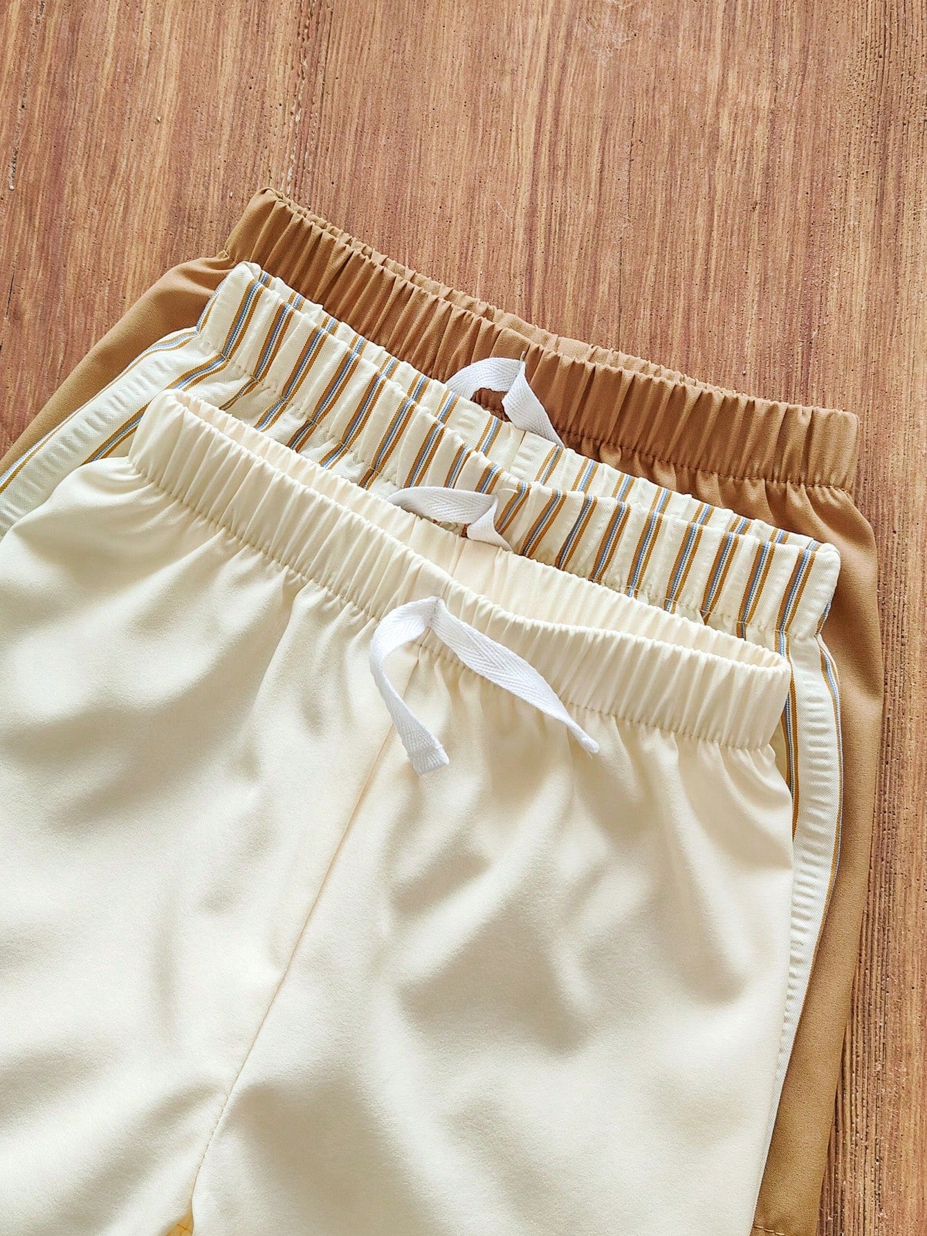3pcs Boys Drawstring Elastic Waist Shorts Set - Ecru | 21 Century Kids