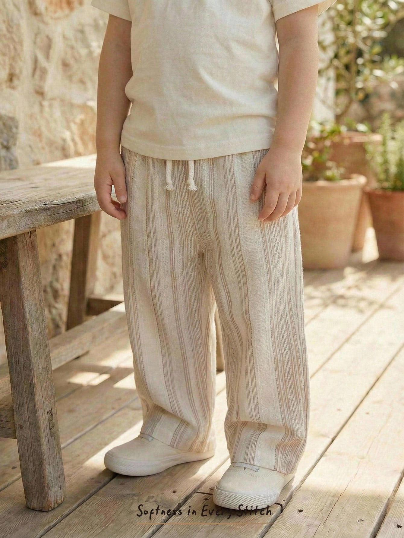 Boys Striped Linen-Cotton Drawstring Wide-Leg Trousers - Ecru | 21 ...