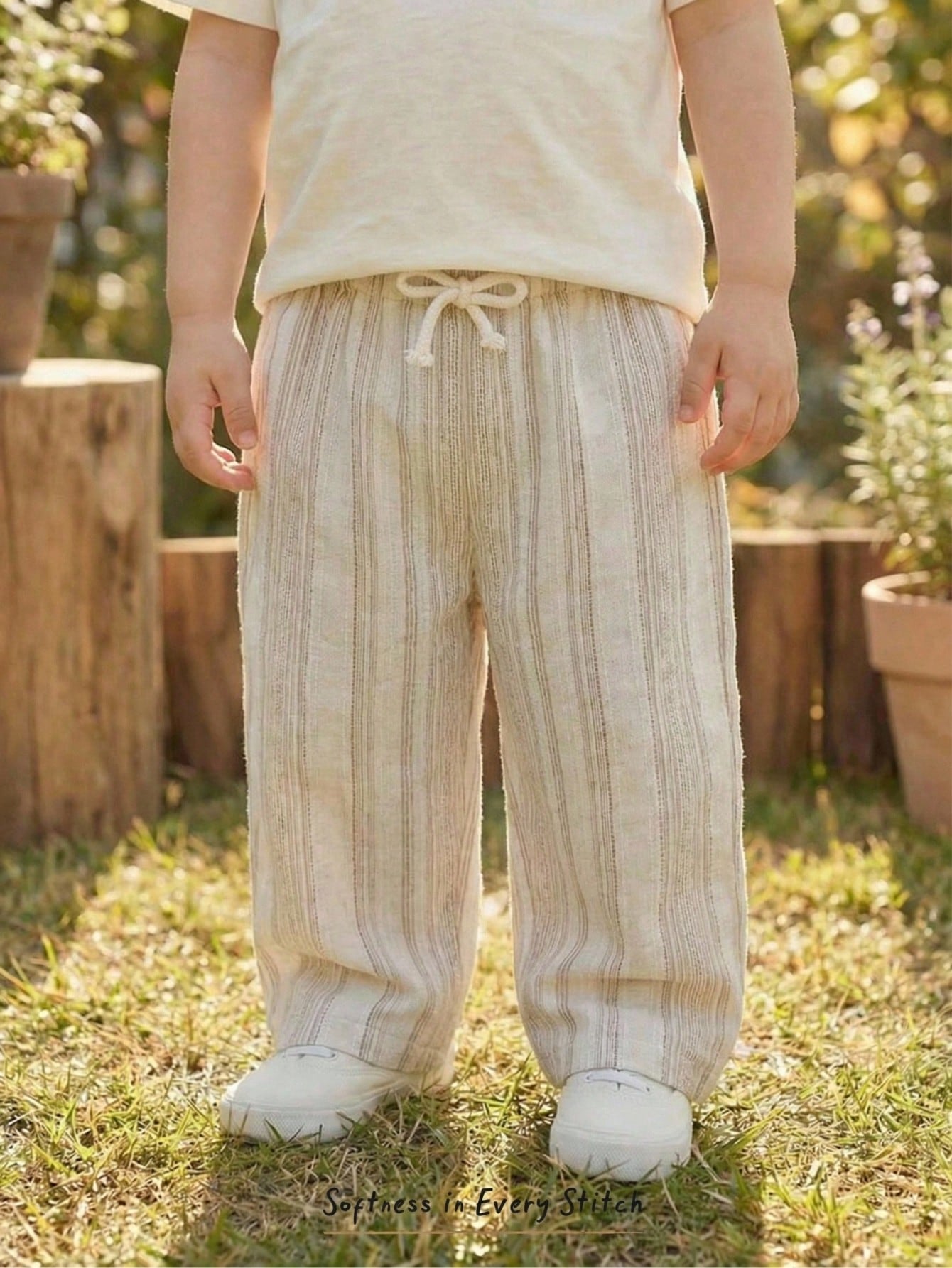 Boys Striped Linen-Cotton Drawstring Wide-Leg Trousers - Ecru | 21 ...